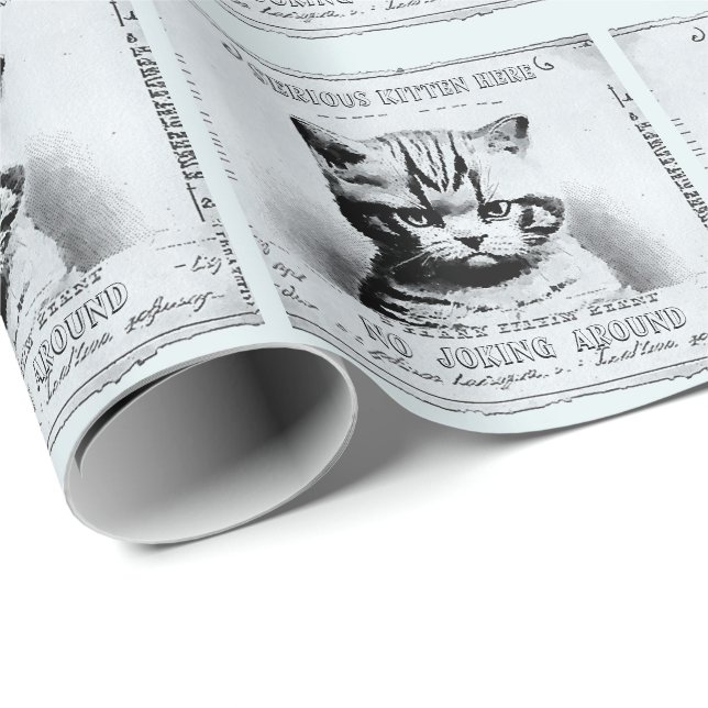 Papier Cadeau Grave chaton, vieux journal personnalisé (Coin rond)