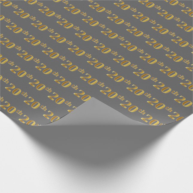 Papier Cadeau Gray, Faux Gold 20th (Vingtième) Event (Coin)