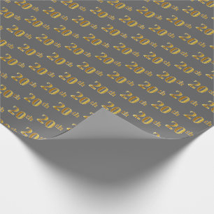 Papier Cadeau Gray, Faux Gold 20th (Vingtième) Event
