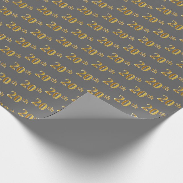 Papier Cadeau Gray, Faux Gold 20th (Vingtième) Event (Coin)
