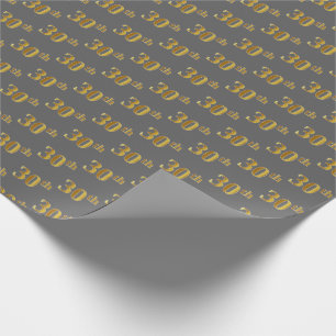 Papier Cadeau Gray, Faux Gold 30e (Trentième) Événement