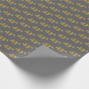 Papier Cadeau Gray, Faux Gold 40th (Quarantième) Event