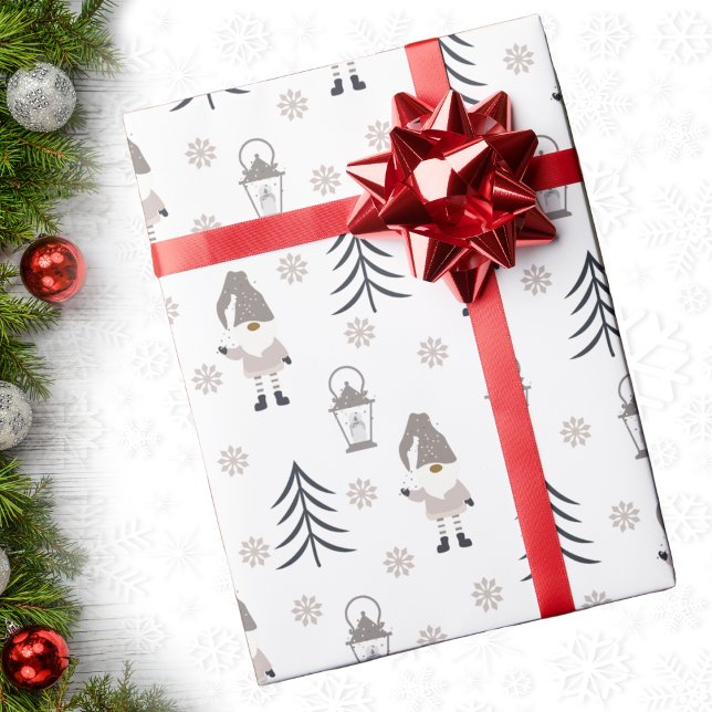Papier Cadeau Gray Gray Gnomes de Noël (Créateur téléchargé)