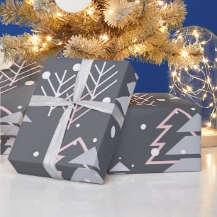 Papier Cadeau Gray rose et blanc