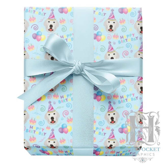 Papier Cadeau Great Pyrenees Wrapping Paper Blue (Créateur téléchargé)