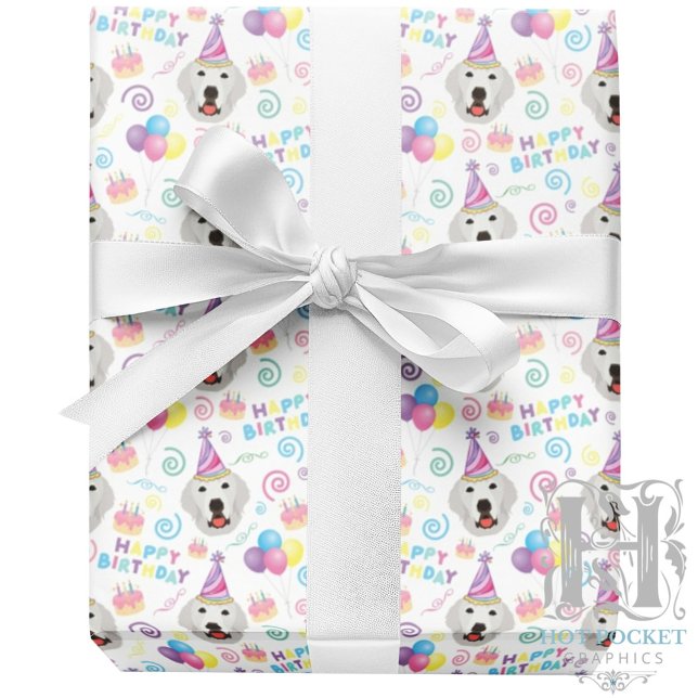 Papier Cadeau Great Pyrenees Wrapping Paper White (Créateur téléchargé)