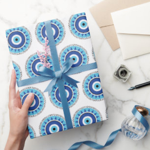Papier Cadeau Grec Mal Eye Bleu