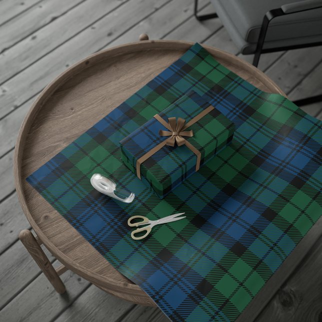 Papier Cadeau Green Check Plaid Rustic Classic Campbell Tartan (Plaid Clan Campbell Tartan Wrapping Paper)