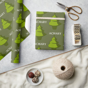 Papier Cadeau Green Christmas Tree cadeau personnalisé
