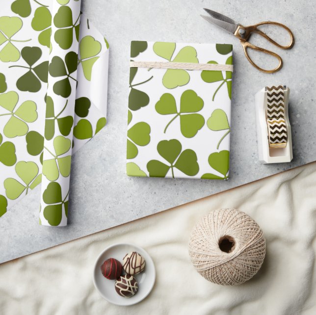 Papier Cadeau Green Clover in a Variety of Shades (Artisanat)