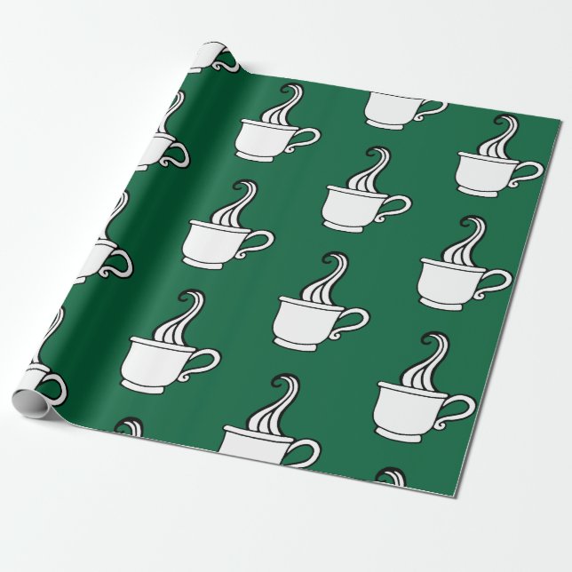 Papier Cadeau Green Coffee Wrapping Paper  (Déroulé)