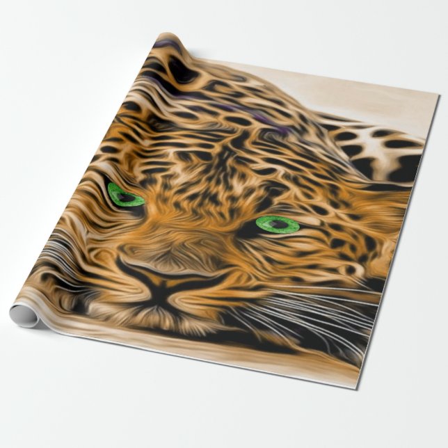 Papier Cadeau Green Eye Leopard nom Fred (Déroulé)