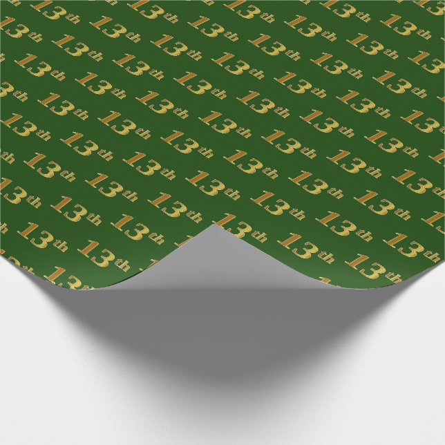 Papier Cadeau Green, Faux Gold 13ème (treizième) événement (Coin)