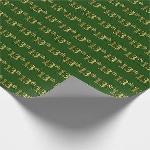 Papier Cadeau Green, Faux Gold 13ème (treizième) événement