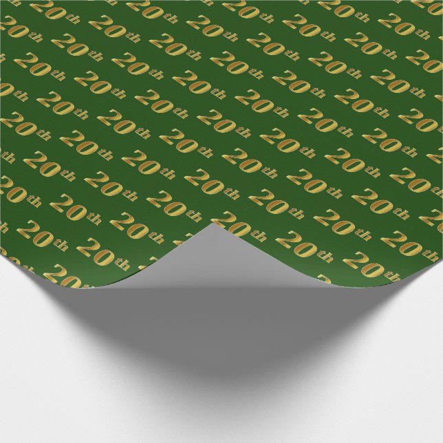 Papier Cadeau Green, Faux Gold 20th (Vingtième) Event (Coin)