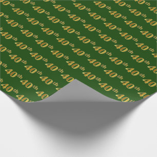 Papier Cadeau Green, Faux Gold 40e (Quarantième)