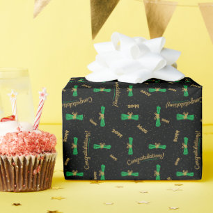 Papier Cadeau Green Félicitations Diplôme Année de classe