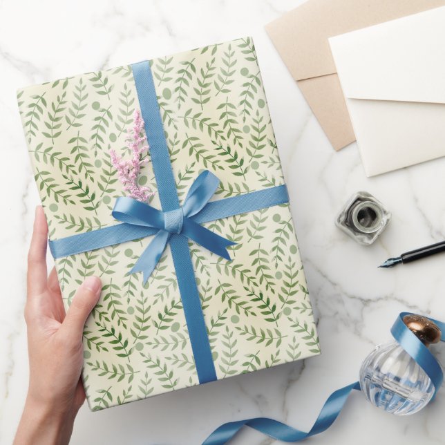 Papier Cadeau Green Fern Leaf Motif naturel Toutes les occasions (Cadeaux)