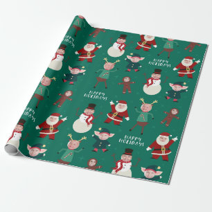 Papier Cadeau Green Funny Family Photo Vacances Papier d'envelop