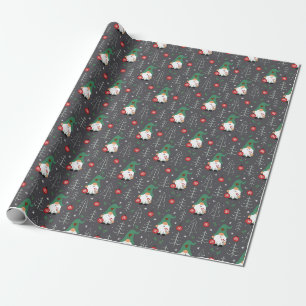 Papier Cadeau Green Gnome Arbre de Noël Motif