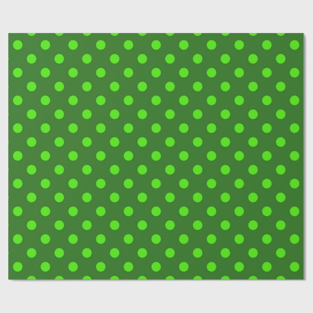 Papier Cadeau Green On Dark Green Polka Dots Pattern Design  (Plat)