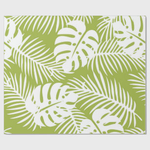 Papier Cadeau Green Palm Feuille Rainforest Motif