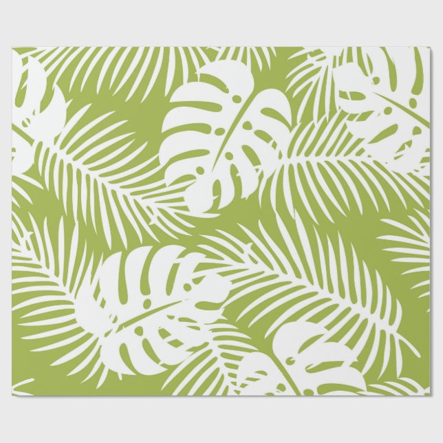 Papier Cadeau Green Palm Feuille Rainforest Motif (Plat)