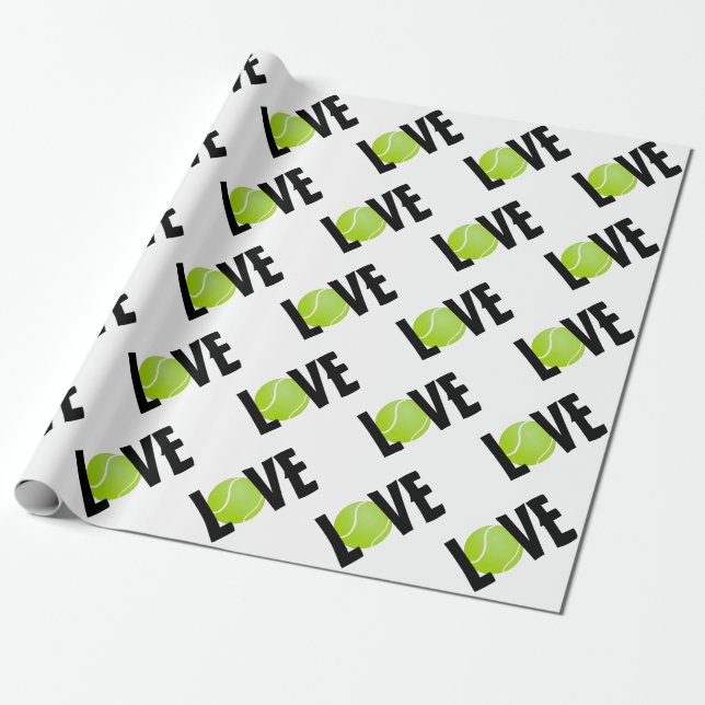 Papier Cadeau Green Tennis Ball LOVE (Déroulé)