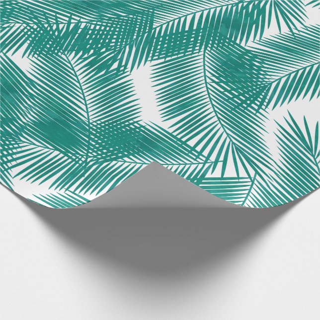 Papier Cadeau Green Tropical Palm Feuille Motif (Coin)