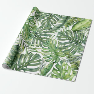 Papier Cadeau Green Tropical Palm Feuilles Summer Island Breeze