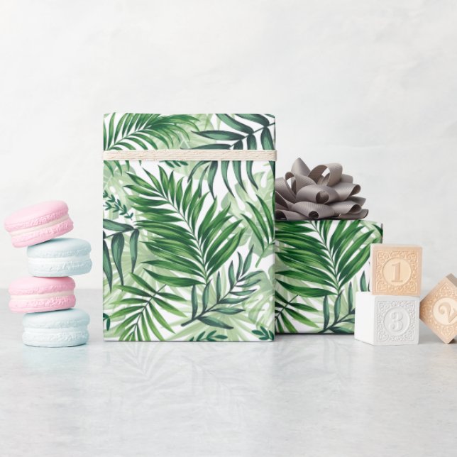 Papier Cadeau Green Tropical Palm & Monstera Feuille (Baby Shower)