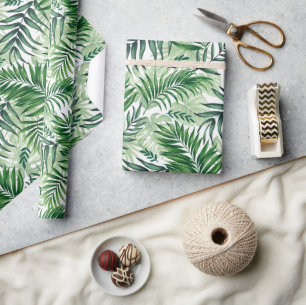 Papier Cadeau Green Tropical Palm & Monstera Feuille