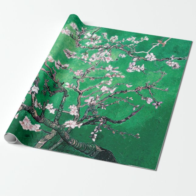 Papier Cadeau Green Van Gogh Almond Blossoms (Déroulé)