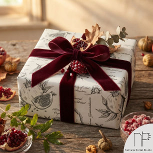 Papier Cadeau Grenade et papillon de Méditerranée