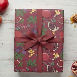 Papier Cadeau Grenades, Figues et Abeilles Bourgogne