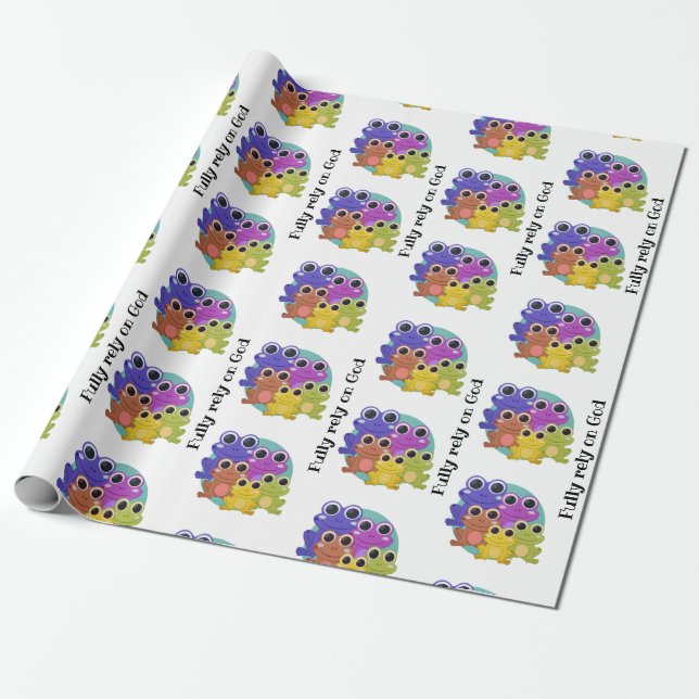 Papier Cadeau Grenouille colorée personnalisée (Déroulé)