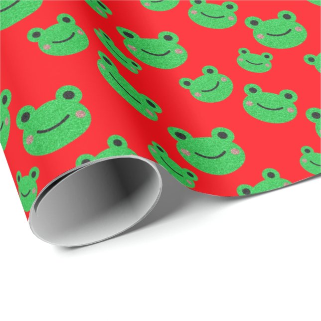 Papier Cadeau Grenouille de Noël (Coin rond)