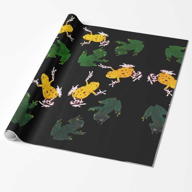 Papier Cadeau Grenouille jaune verte (Déroulé)