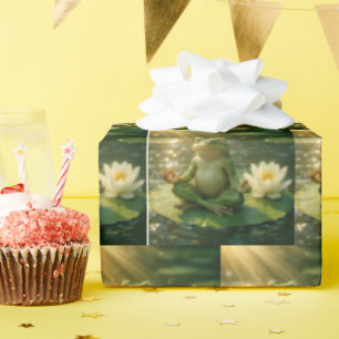 Papier Cadeau Grenouille méditant sur un nénuphar
