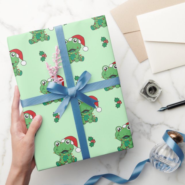 Papier Cadeau Grenouille Noël Animaux d'hiver Grenouilles de Noë (Cadeaux)