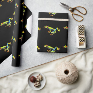 Papier Cadeau Grenouille peinte aux yeux rouges