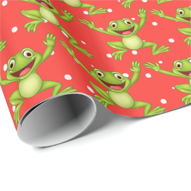Papier Cadeau Grenouilles Saut Sur Pois (Coin rond)