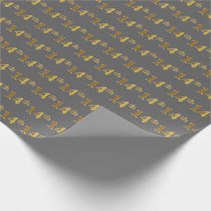 Papier Cadeau Grey, Faux Gold 14e (quatorzième) événement