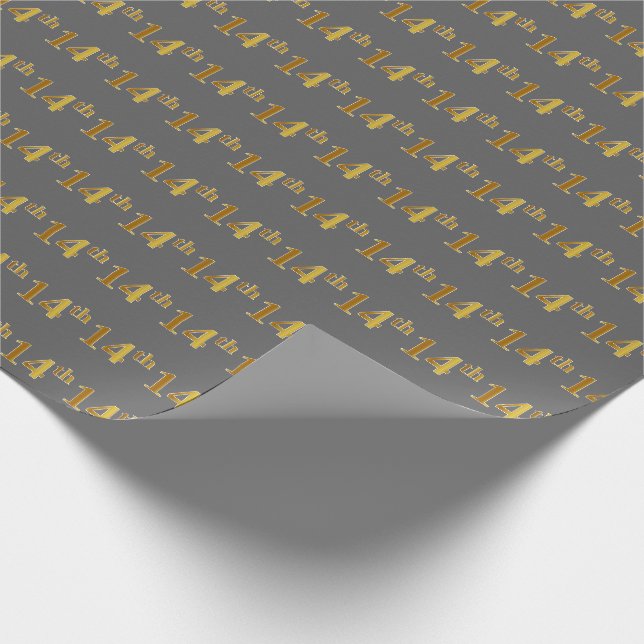 Papier Cadeau Grey, Faux Gold 14e (quatorzième) événement (Coin)