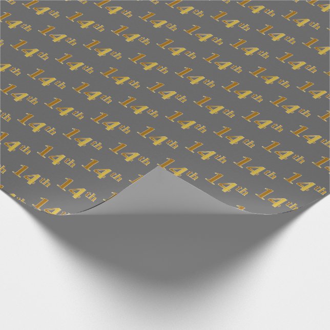 Papier Cadeau Grey, Faux Gold 14e (quatorzième) événement (Coin)