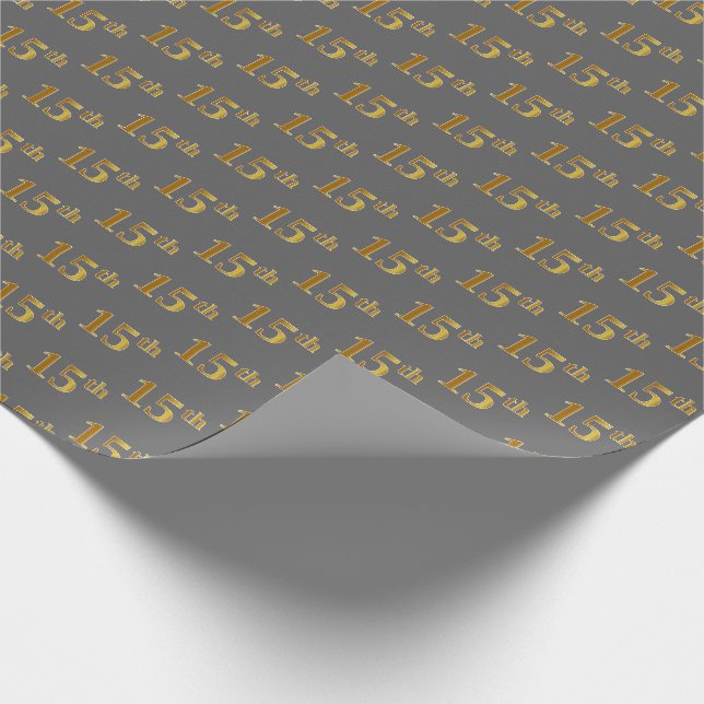 Papier Cadeau Grey, Faux Gold 15e (quinzième) Événement (Coin)