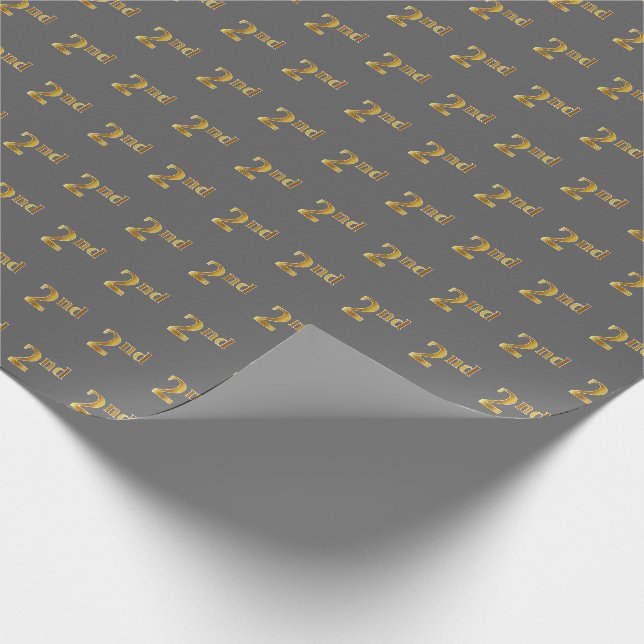 Papier Cadeau Grey, Faux Gold 2e (deuxième) Enveloppement d'évén (Coin)