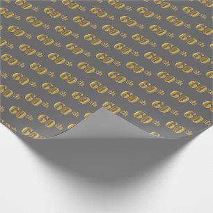 Papier Cadeau Grey, Faux Gold 60e (Soixantième) Événement