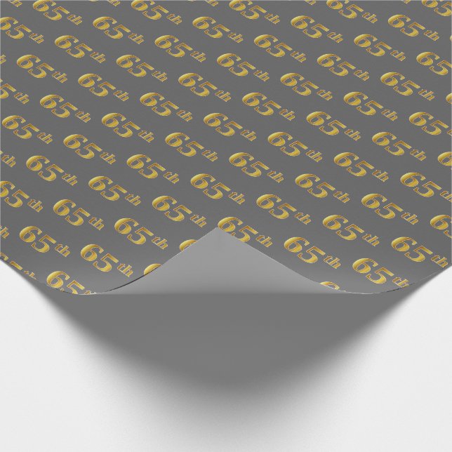 Papier Cadeau Grey, Faux Gold 65e (Soixante-cinquième) (Coin)