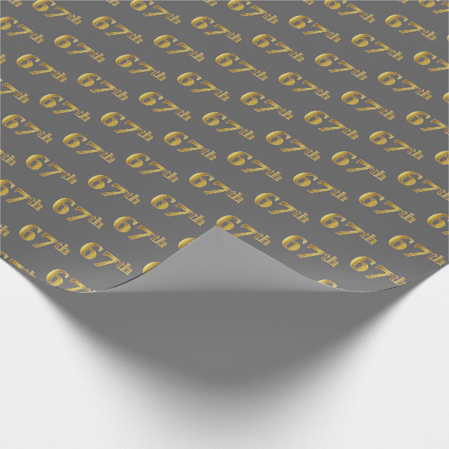 Papier Cadeau Grey, Faux Gold 67e (Soixante-Septième) Événement (Coin)